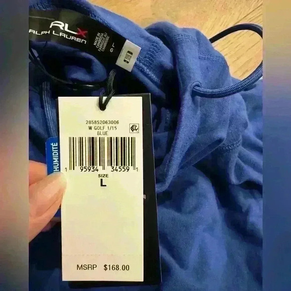 NWT RLX Ralph Lauren cowl neck hoodie Sz L in royal blue - soft! - Picture 5 of 8